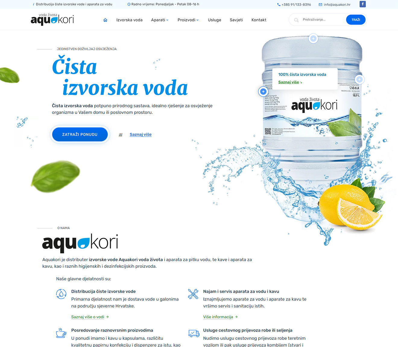 Izrada web stranice za Aquakori